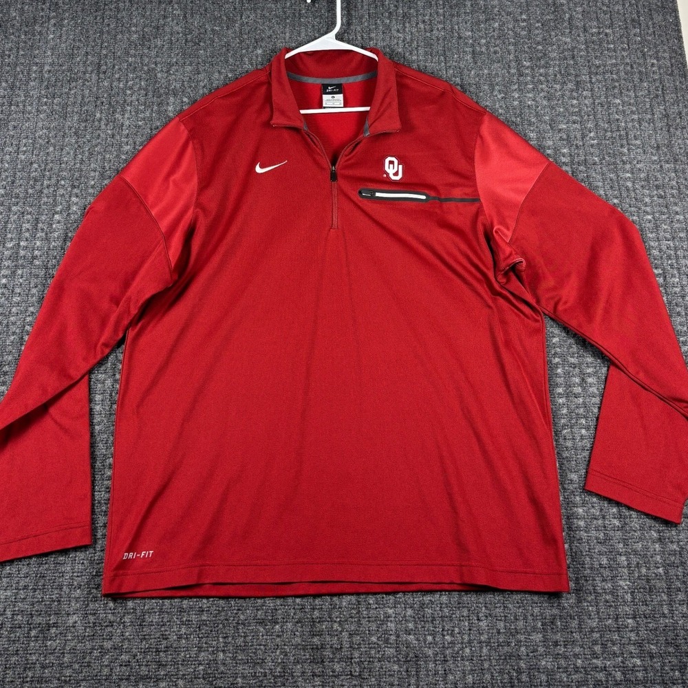 Nike Oklahoma Sooners Dri-FIT 1/4 Zip Pullover Chest Pocket XL Red OU Mens